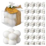 MTLEE 50 Sets Small Wedding Favors Candles for Guests 1.4 x 1.6 Inches Bulk Bubble Candles Gifts Bridal Shower Favors Candles with Thank You Cards Ribbons Dried Flowers Gifts (White) Retail $63.32