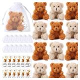 12 Sets Bear Baby Shower Party Favors 4 Inch Mini Plush Bears Soft Stuffed Little Pocket Bears with Thank You Tags White Organza Bags for Guest Baby Shower Souvenirs Wedding Birthday Party Decor