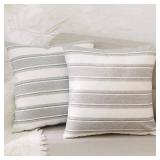 NATUS WEAVER Stripe Pillow Case Soft Faux Linen Decorative Throw Cushion Cover Pillowcase with Hidden Zipper for Sofa Bedroom 18 x 18 2 Piece