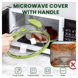 Gracenal Microwave Food Cover, 10 Inch Microwave Splatter Cover with Water Steamer and Handle, Clear Splatter Guard Microwave Cover for Food, White Kitchen Accessories Gifts for Mom