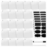 Chinco Labels Clip for Storage Bin, 22Pcs PVC Kitchen Bin Labels with 5 Sheets Chalkboard Labels & 2 Chalk Markers (White)