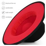 FADACHY Trendy Fedora Hat Wide Brim Wool Dress Felt Hat Red Bottom Two Tone Black 2 Colors