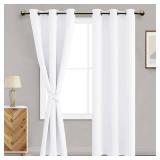 DWCN White Room Darkening Curtains 84 inch Long   Grommet Top Window Curtains for Living Room Half Light Block Drapes Window Shades with Tiebacks for Bedroom/Living Room, W 42 x L 84, 2 Pieces