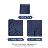 Twin Size 3 Piece Sheet Set   Comfy Breathable & Cooling Sheets   Hotel Luxury Bed Sheets for Women & Men   Deep Pockets, Microfiber, Extra Soft & Wrinkle Free Sheet   Navy Blue Oeko Tex Bed Sheet Set