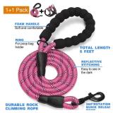 tobeDRI No Pull Dog Harness Adjustable Reflective Oxford Easy Control Medium Large Dog Harness with A Free Heavy Duty 5ft Dog Leash (M (Neck 14.5 20.5, Chest 22 28), Pink Harness+Leash)