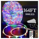 KNONEW 164FT 1000LED Rope Lights Outdoor Indoor,String Lights Waterproof 8 Modes Clear Tube Lights for Outside,Bedroom,Wedding,Garden,Patio,Christmas,Tree,Rv,Holiday Decoration(Multicolor)