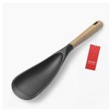 Cooking Spoon for Nonstick Cookwares, VOVOLY Silicone Spoon for Mixing, Scoop, and Scrape, Black, 11.4