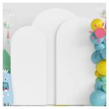 Fomcet Set of 3 Wedding Arch Cover 6FT, 6.6FT, 7.2FT White 2 Sided Round Top Spandex Arch Backdrop Cover Fitted Fabric for Birthday Party Baby Shower Wedding Arch Stand Decoration