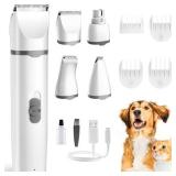 Masagotti Dogs Hair Clippers Grooming Kit with Nail Grinder, 4 in 1 Cordless Electric Trimmer Low Noise USB Pet Clippers for Dogs Cat,Grooming Paws, Eyes, Ears, Face,Matted Hair