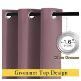 NICETOWN Blackout Dry Rose Curtains 48 inch Length for Bedroom   Thermal Insulated Solid Grommet Vertical Drapes Short Window Treatments Room Darkening for Kitchen/Cafe (Set of 2, W37 x L48)