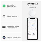 ATUVOS Smart Bluetooth Air Tracker 1 Pack, Keys Finder Works with Apple Find My (iOS only), Item Locator for Keys, Wallets, Bags, Luggage, Suitcases, Replaceable Battery, Up to 200 ft Range