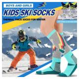 ANTSANG Kids Merino Wool Ski Socks for Girls Boys Teen Thermal Thick Warm Winter Hiking Knee High Stocking Stuffers Socks for Skiing Snowboarding(Skate A,4-7 Y)