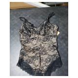 FeelinGirl Bodysuits for Women Tummy Control Lace Shapewear V-Neck Bodysuit Tops Backless Body Shaper Black L