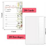 20 PCS Graduation Party Invitations, Wildflower