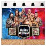 Wrestling Party Backdrop Banner (Red)