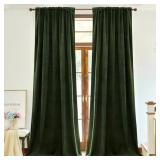 Nemia Olive Green Velvet Curtains, W53 x L84