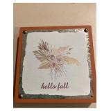 Hello Fall 18 x 18 Decor Pillow, Gnome Stick, Truck Decor, and 6 x 6 hello fall Wall Decor