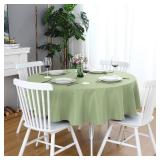 FOLINS&HOME Sage Green Round Tablecloth - 60 Inch Light Green Waterproof 210 GSM Wrinkle Free Polyester Circle Table Cloth, Spillproof Washable Wipeable Circular Table Cover for Party, Wedding, Dining