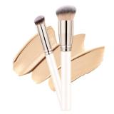 Makeup Brushes Dpolla Pro Foundation Brush and Flawless Concealer Brush Perfect for Any Look Premium Luxe Hair Contour Brush Perfect for Blending Liquid,Buffing,Cream,Sculpting,Mineral Makeup(White)