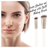 Makeup Brushes Dpolla Pro Foundation Brush and Flawless Concealer Brush Perfect for Any Look Premium Luxe Hair Contour Brush Perfect for Blending Liquid,Buffing,Cream,Sculpting,Mineral Makeup(White)