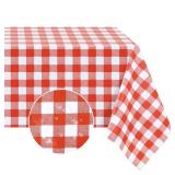 Romanstile Square Vinyl PVC Tablecloth, 100% Waterproof Buffalo Plaid Plastic Table Cloth, Oil Proof Heavy Duty Wipeable Table Covers for Dining/Camping/Picnic/Outdoor - 54 x 54, Red and White