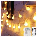 YOYONACY Battery Operated String Lights Bedroom - 52FT 2 Pack 120 LED Powered String Lights Waterproof 8 Modes with Remote and Timer for Indoor Outdoor Wedding Decor Camping, Warm White