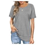 Dofaoo Flowy Summer Shirts for Women Trendy Tunic Tshirts Dressy Grey 3XL