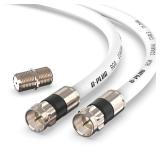 G-PLUG 6FT RG6 Coaxial Cable Connectors Set High-Speed Internet, Broadband and Digital TV Aerial, Satellite Cable Extension Weather-Sealed Double Rubber O-Ring and Compression Connectors White