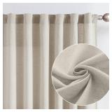 jinchan Linen Curtains 84 Inches Long for Living Room Oat Farmhouse Rod Pocket Back Tab Light Filtering Window Drapes for Bedroom Curtains 2 Panels