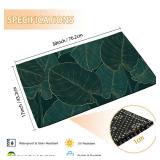 Mogifedc Nature Green Floral Welcome Door Mat, Luxury Gold Indoor Outdoor Decor Patio Door Mats Non-Slip Mat for Home Entrance, Outside Entry, Yard, Garden, Floor, Patio 17x30 Inch