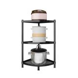 ZIGAMA 3-Tier Kitchen Corner Shelf Adjustable Pot Rack, Cookware Free Standing Storage Organizer Pot and Pans Tower Metal Shelves for Kitchen