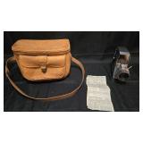 Bell & Howell Zoomatic Director Series 8mm Movie Camera and vintage leather camera bag