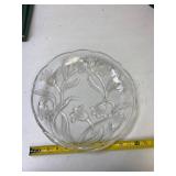 Round Glass serving plate with Flower Design