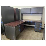 HON L-Shaped Desk W/ 6 Drawers and Riser