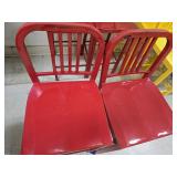 (2) Red Metal Bar Stools