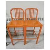 (2) Orange Bar Height Chairs