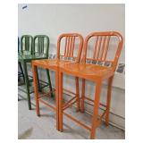 (2) Orange Bar Height Chairs