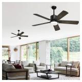 Obabala Ceiling Fans with Lights and Remote, Outdoor Black Fan with Lights for Patio Farmhouse Bedroomï¼52 Inch - Retail: $87.89