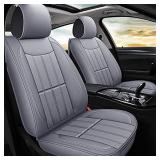 AOOG Leather Car Seat Covers, Leatherette Automotive Vehicle Cover for Cars SUV Pick-up Truck, Universal Non-Slip Vehicle Cover Waterproof Interior Accessories, Full Set, Gray - Retail: $166.62