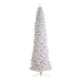 Nearly Natural 12ft. Slim White Artificial Christmas Tree with 1100 Warm White LED Lights and 3235 Bendable Branches - Retail: $1000.99