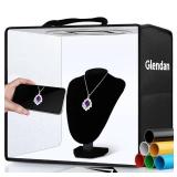 Glendan Portable Photo Studio Light Box,12"x12" Professional Dimmable Shooting Tent Kit with 112 LED Lights & 6 Backdrops for Jewelry and Small Items Product Photography