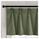 jinchan Velvet Valance Curtain Sage Green Pinch Pleated Valance for Windows Farmhouse Kitchen Valance 18 Inch Topper Curtain Living Room Laundry Small Window Curtain Room Darkening Back Tab 1 Panel