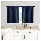 NICETOWN RV Blackout Curtains for Camper Windows, Kitchen Curtains, Short Blackout Curtains & Drapes, Thermal Insulated Rod Pocket Window Treatment Draperies for Nursery (Navy, 29" x 20", Set of 2)