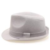 Classic Trilby Short Brim 100% Cotton Twill Fedora Hat with Band (Light Grey, SM)