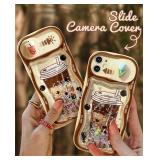 Toycamp for iPhone 11 Case 6.1 Inch - Women Girls Cute Cover Boba Milk Tea with Sliding Camera Cover Girly Bling Glitter Kawaii Teens Fashion Design Flowing Liquid Quicksand Phone Case for iPhone 11