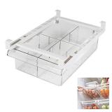 YekouMax Fridge Drawer Organizer, Refrigerator Organizer Bins, Pull Out with Handle, Fridge Shelf Holder Storage Box, Clear Container for Food,Drinks,Fit for Fridge Shelf Under 0.6" (1 Pack Medium)