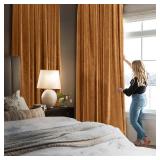 MIULEE 100% Blackout Velvet Curtains 96 Inches Long Gold Brown Curtain Drapes for Fall Bedroom Living Room Darkening Thermal Insulated Grommet Curtains for Light Blocking Set of 2