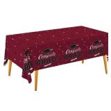 Gatherfun Graduation Tablecloths Graduation Party Table Decorations Waterproof Plastic Rectangular Disposable Table Cover for Congrats Grad Party Supplies 3PCS 54x108 Inch, Maroon