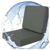 Favoyard Outdoor Deep Seat Cushion Set, 19 x 19 Inch Rainproof & 3-Year Fade Resistant Patio Furniture Cushions, Removable Seat Bottom & Back Cushion covers with Ties for Chair, Sofa, Couch, Dark Gray