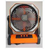 Camping LED Fan with Light, 20000mAh Rechargeable Battery Powered Outdoor Tent Fan with Light and Hook, 4 Speed, Personal USB Desk Fan for Camping, Fishing, Power Outage,Hurricane, Worksite